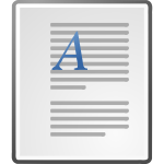 Icon with written lines and a large 'A'