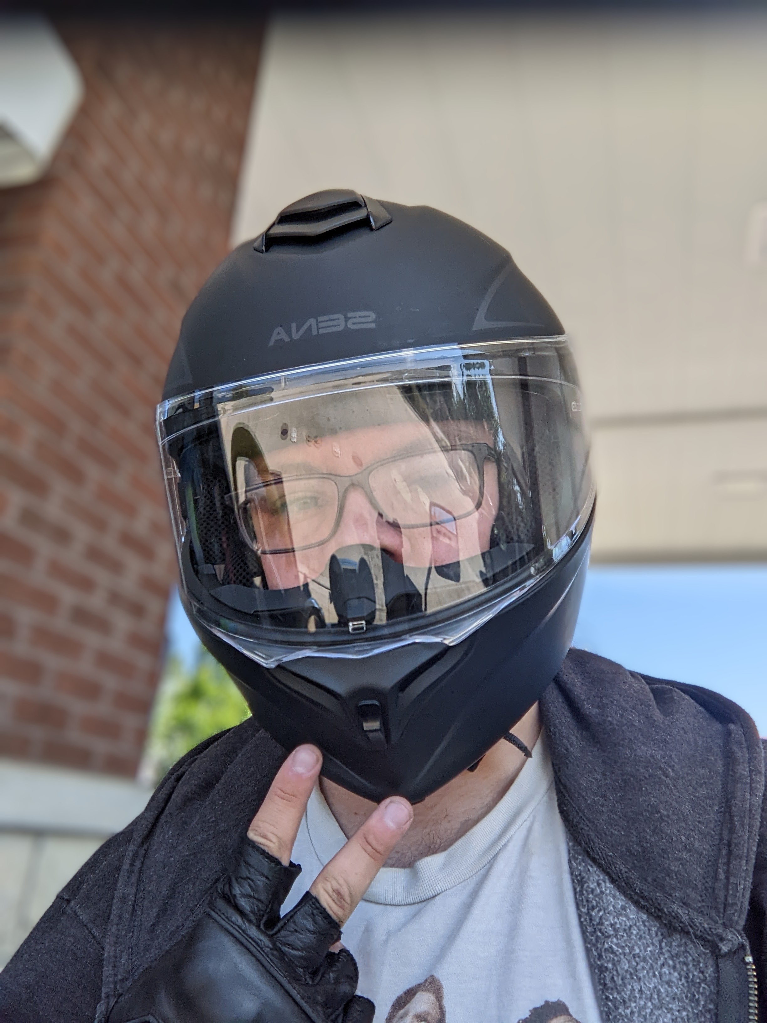A portrait picture of myself on my motorcycle.