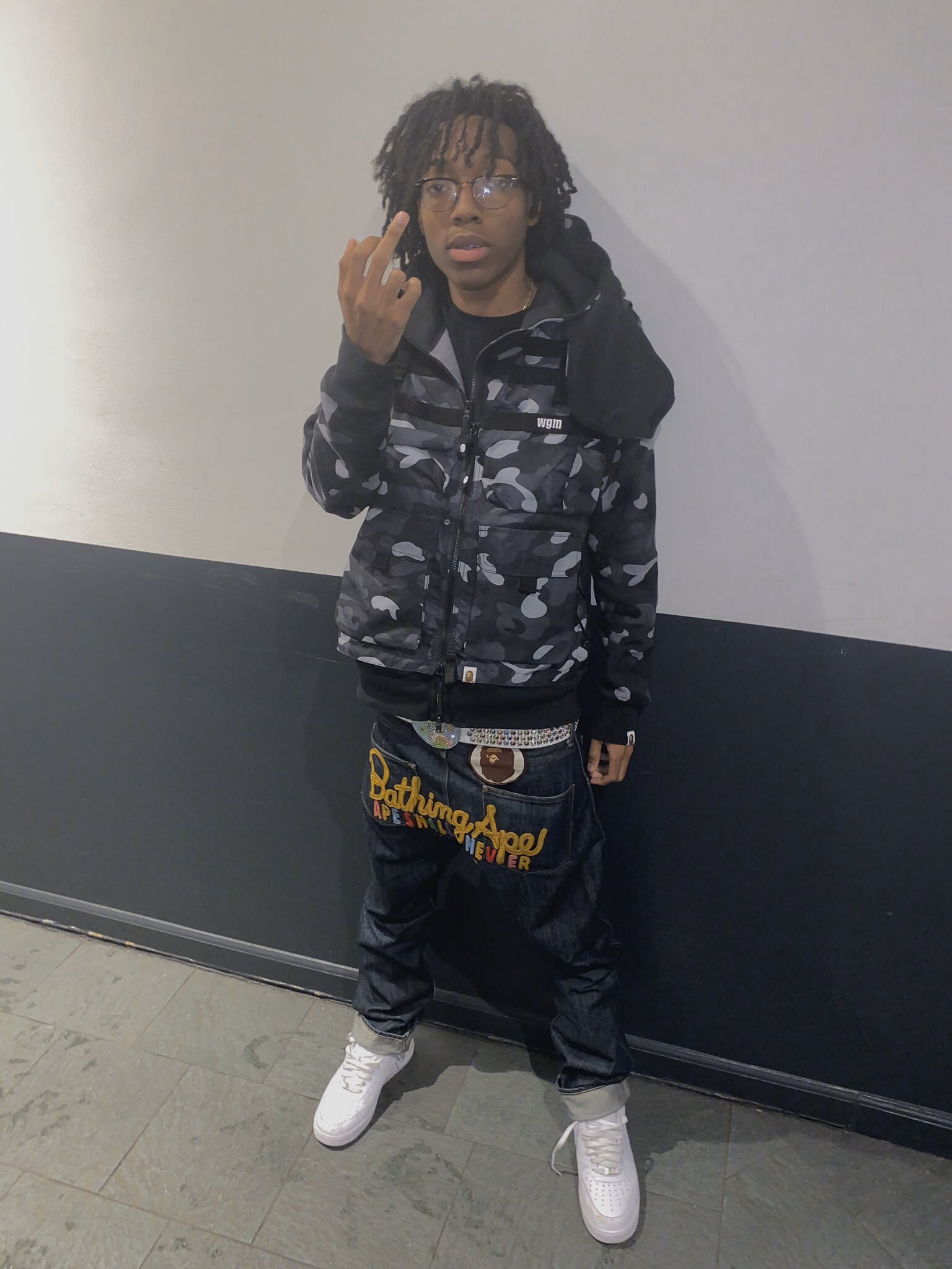 Lil Tecca wearing Bape