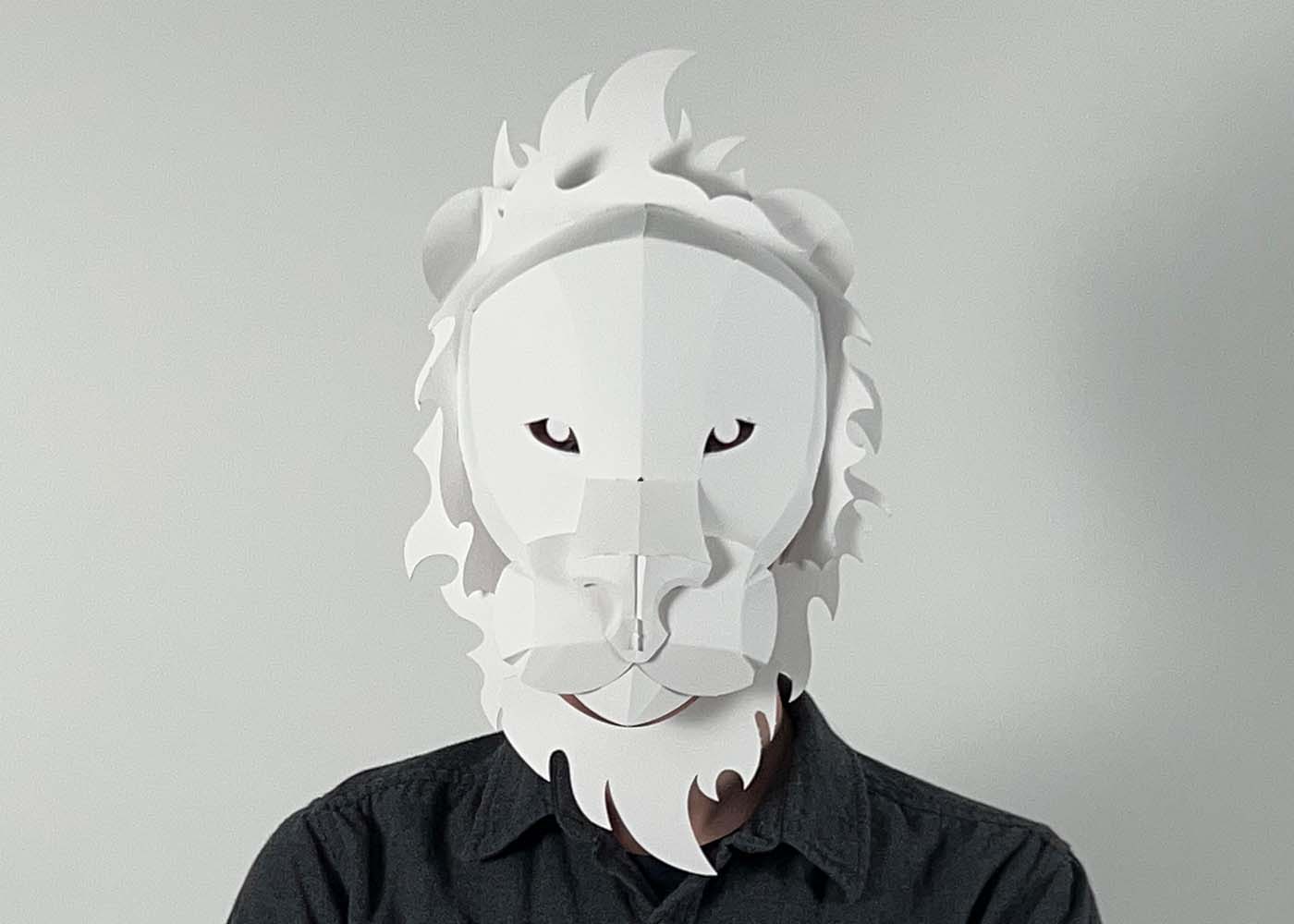 A bristol paper lion mask.