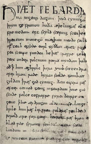 First page of the Nowell manuscript of Beowulf