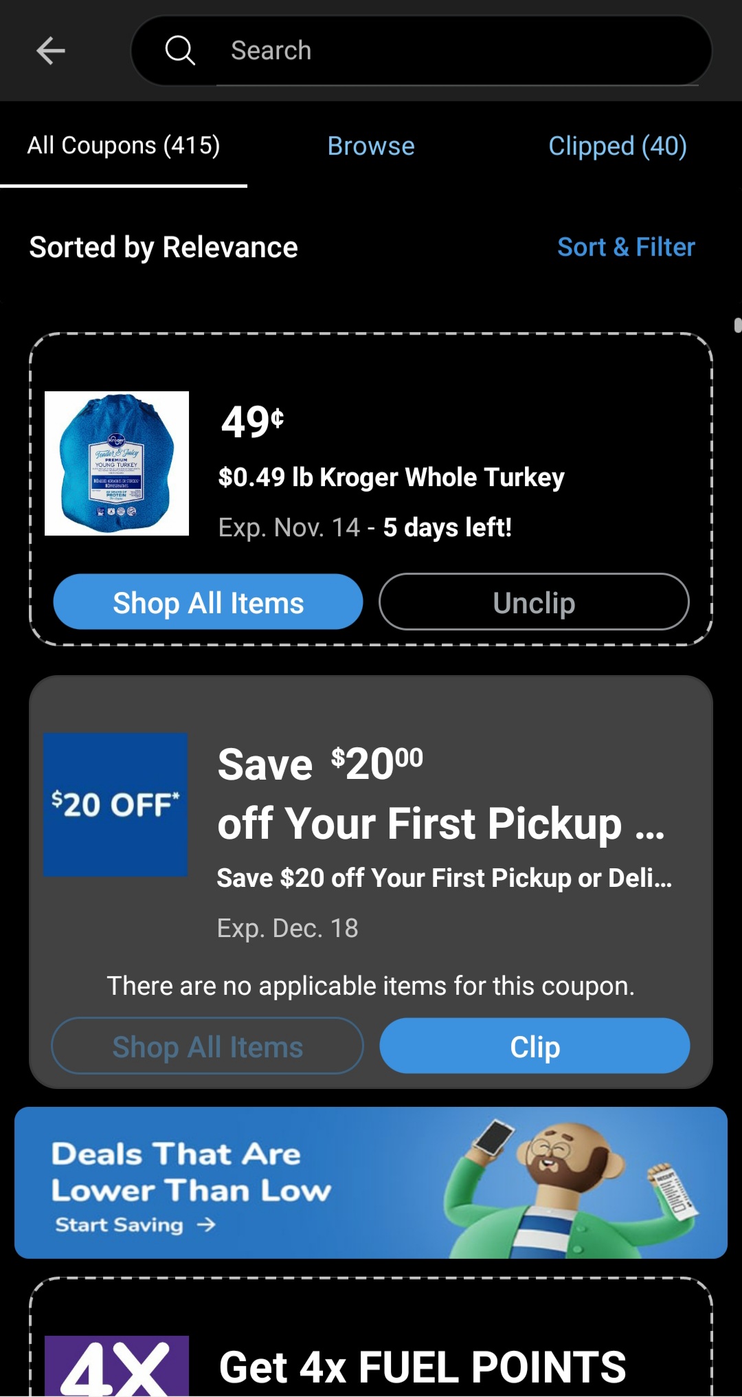 Image of the savings/all coupons/all coupons page. We clipped the turkey coupon like reasonable human beings.