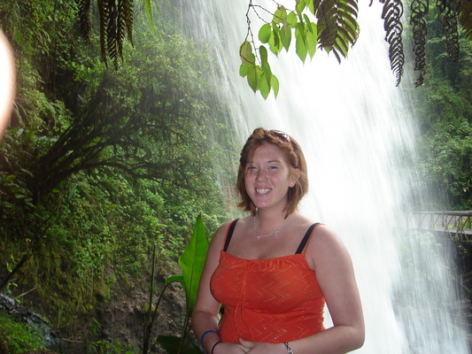 A waterfall in the middle of the rainforest